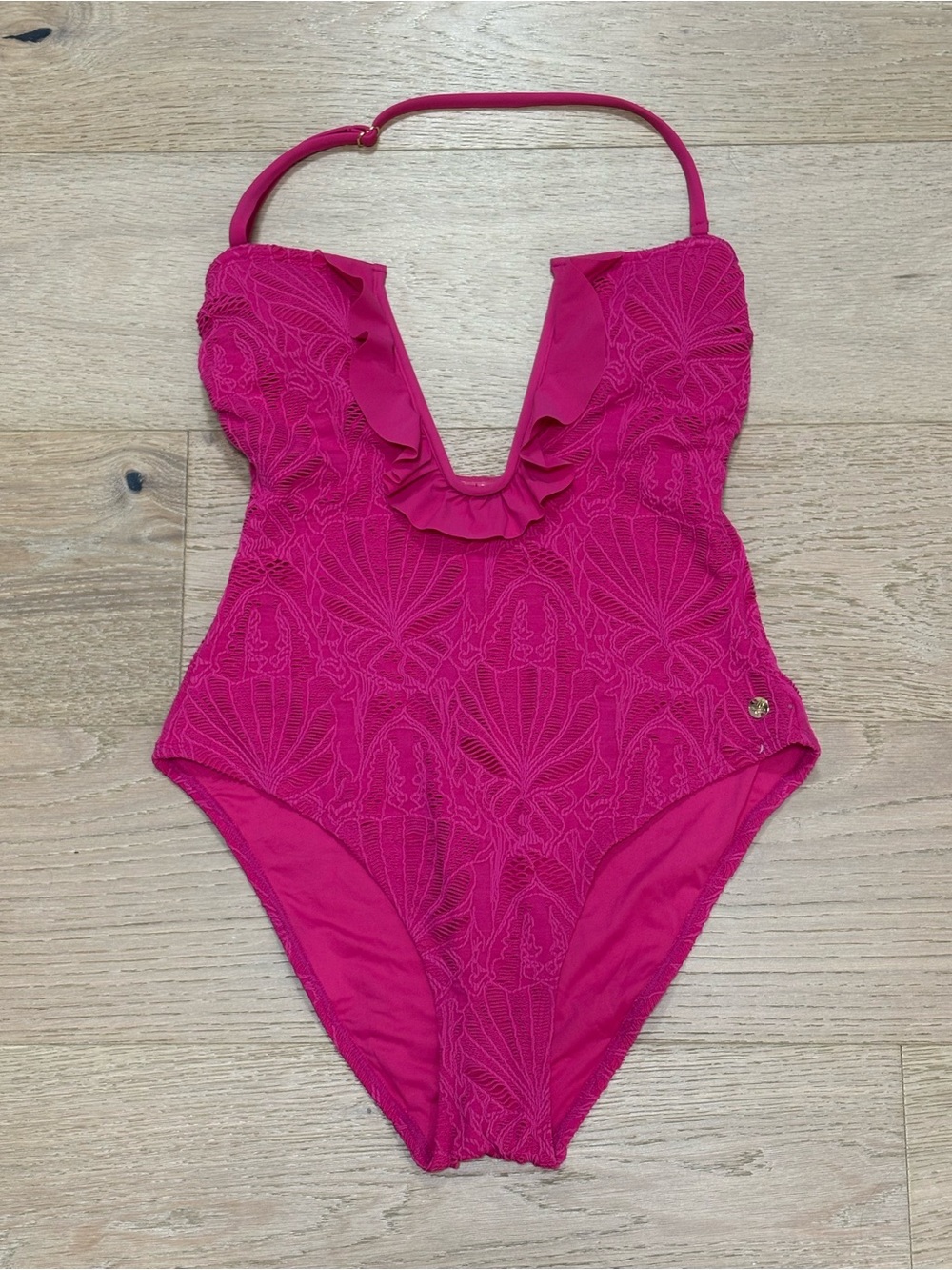 CeCe Fuchsia Ruffle One-Piece Swimsuit